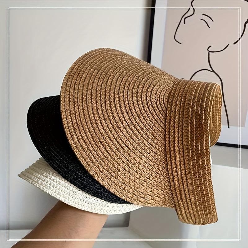 Women's foldable wide brim sun visor, ideal for UV protection & summer beachwear.
