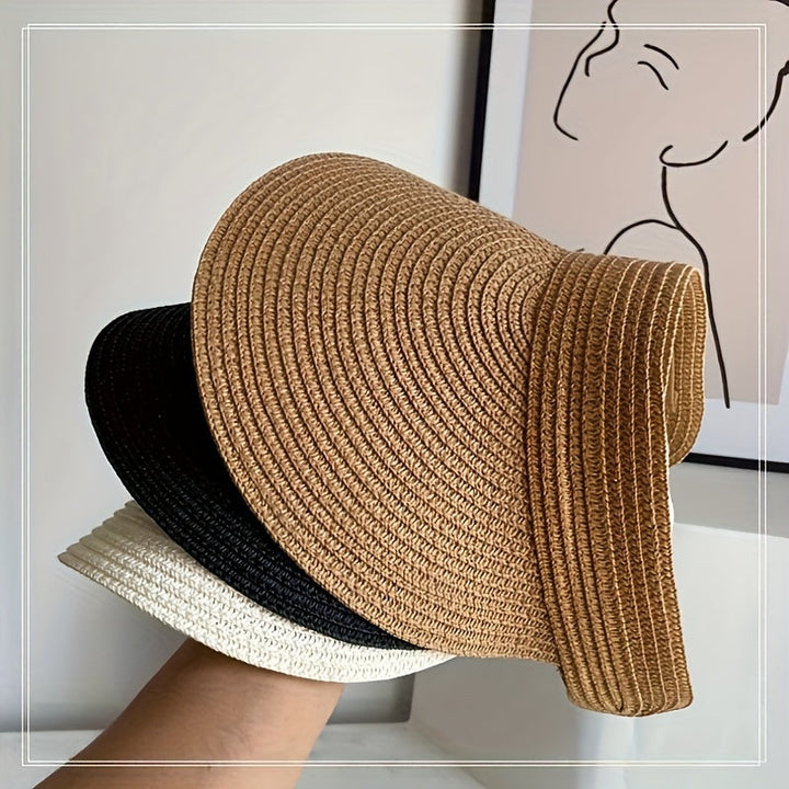 Women's foldable wide brim sun visor, ideal for UV protection & summer beachwear.