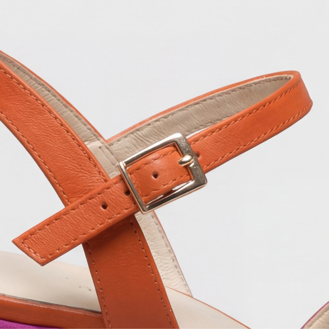 Women's comfortable orthopedic chunky heels, color block design, stable block heel, adjustable strap.