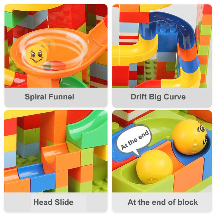 Fun Kids' Marble Run, an activity toy & building blocks set for educational play & fine motor skill development.