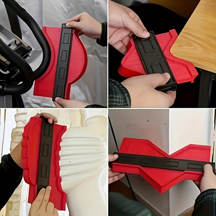 Tiling contour gauge for accurate tile cuts around complex shapes during flooring installation.