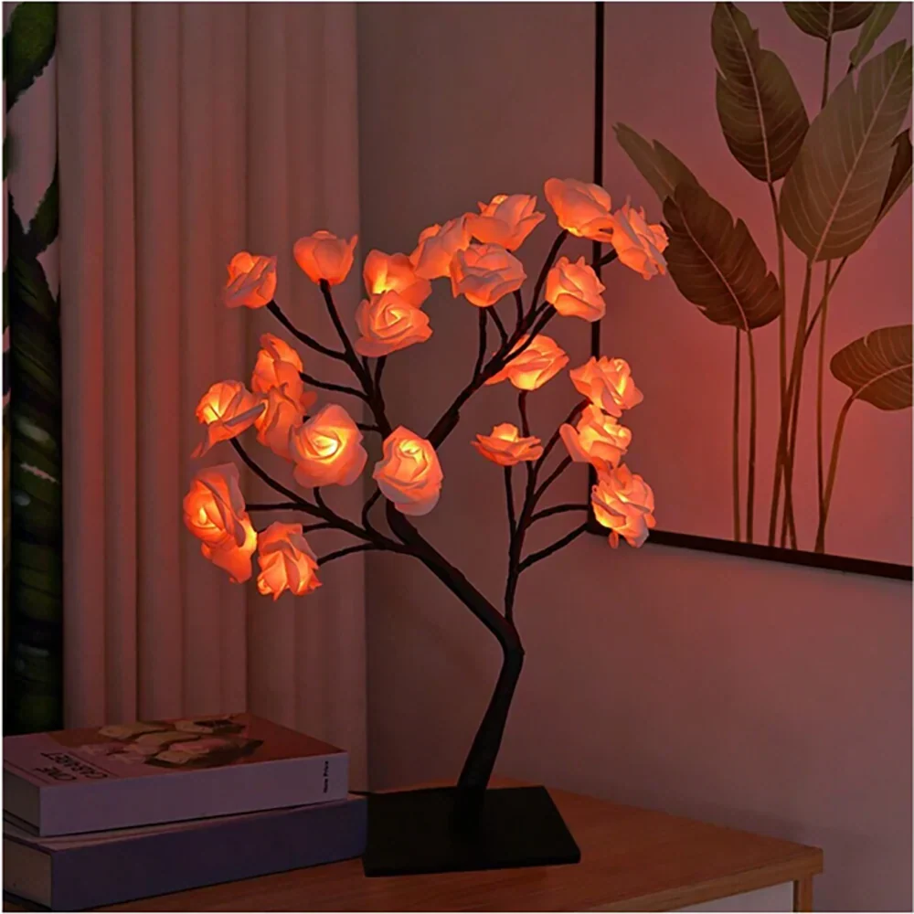 Warm white LED rose tree lamp, perfect for creating a relaxing atmosphere & home decor.