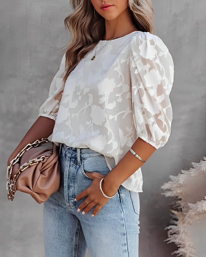 Versatile long sleeve puff sleeve blouse for women, easily transitioning from casual to formal wear.