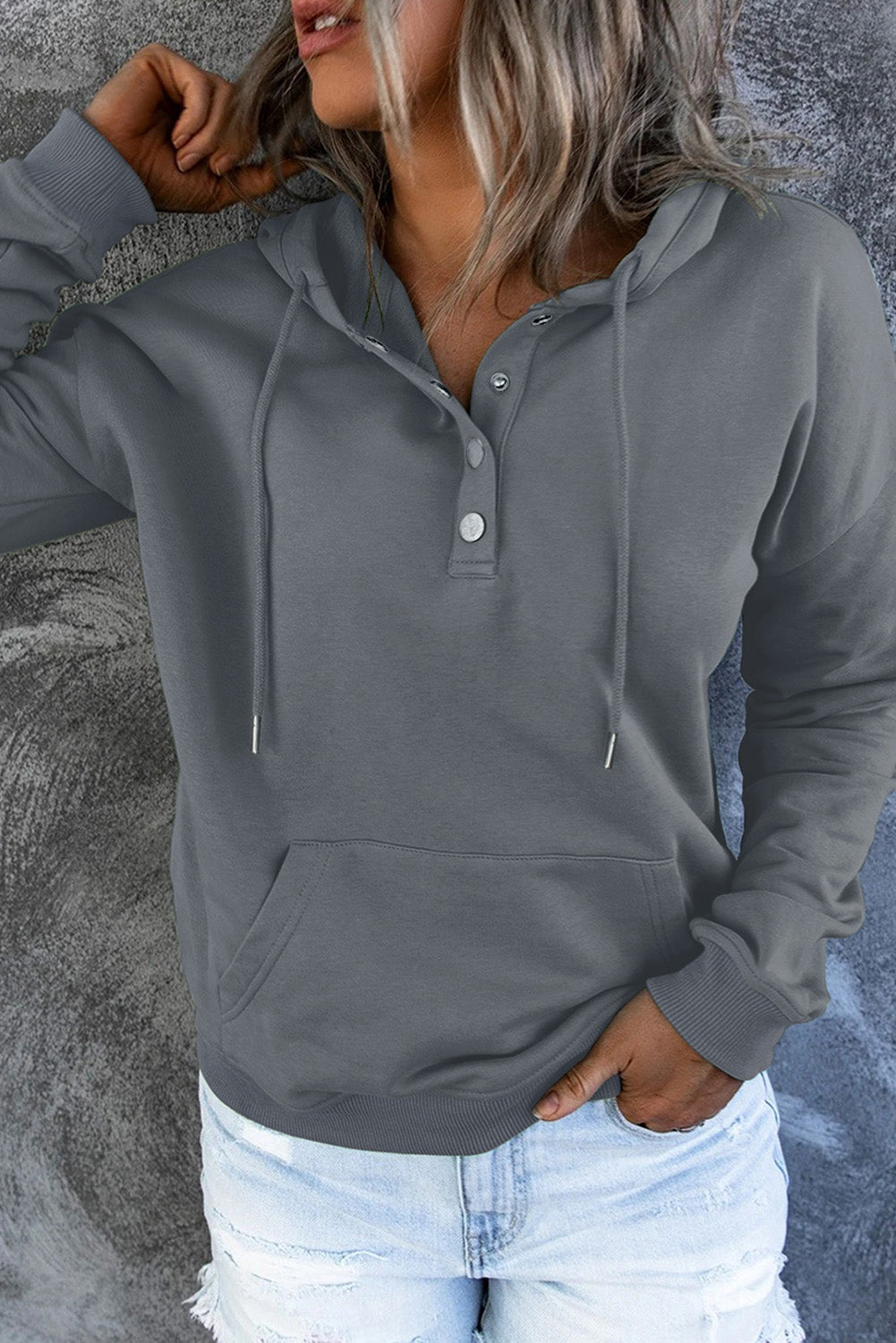 Textured knit women's cozy hooded sweater for ultimate comfort & everyday wear.