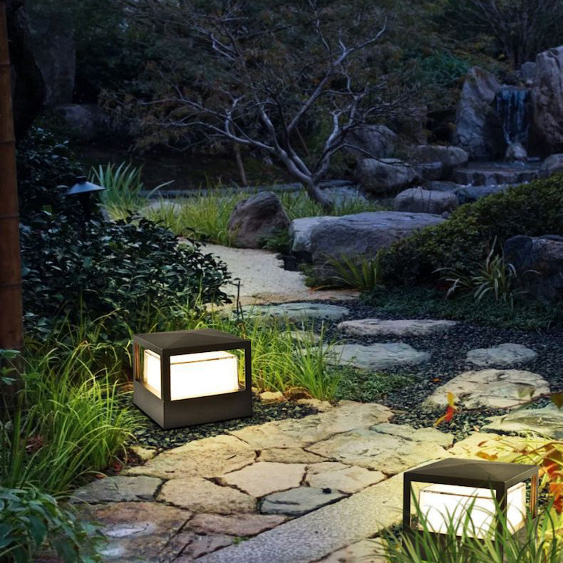 Modern square LED outdoor lighting, ideal for home exterior walls & garden ambiance.