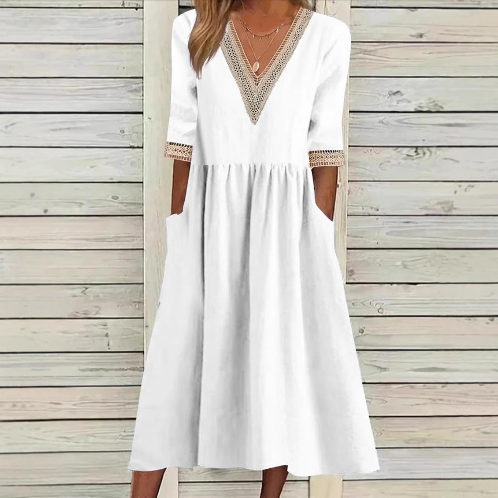 Mid-Length Lace Collar Dress