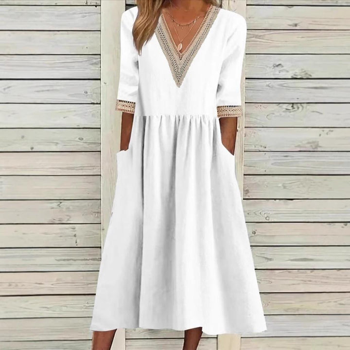 Mid-Length Lace Collar Dress