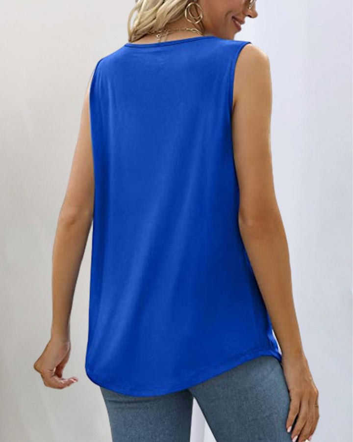 Elegant women's sleeveless top with a chic square neckline, suitable for both casual and dressy looks.