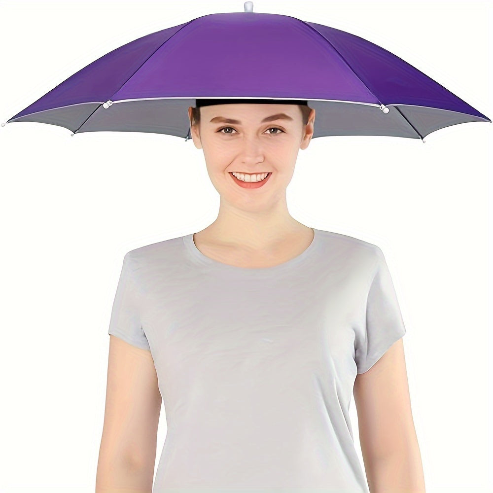 UV protective hands-free umbrella hat for kids and adults during outdoor play.