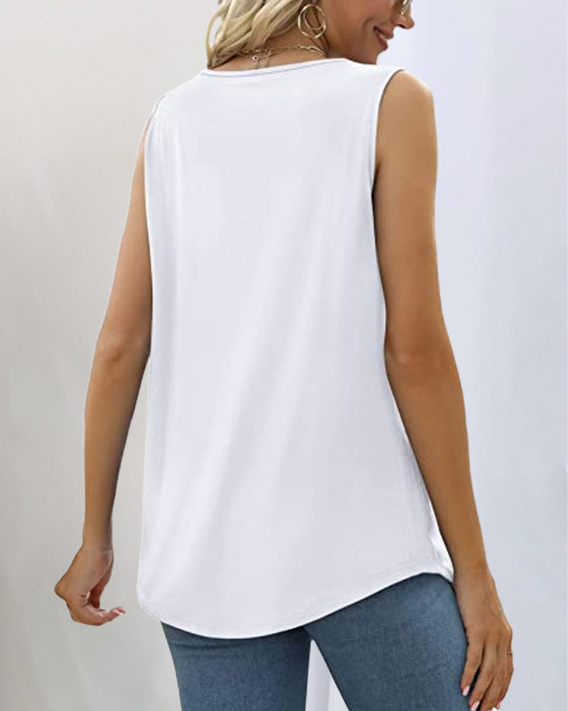 Modern women's sleeveless square neck top, offering a chic and comfortable style for daily wear.
