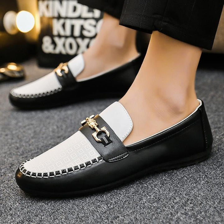 Close-up of sophisticated men's fashion loafers, offering refined style & everyday wear comfort.