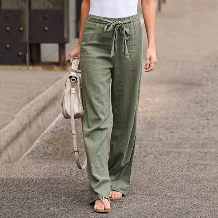 Women's High Waist Wide-Leg Linen Trousers