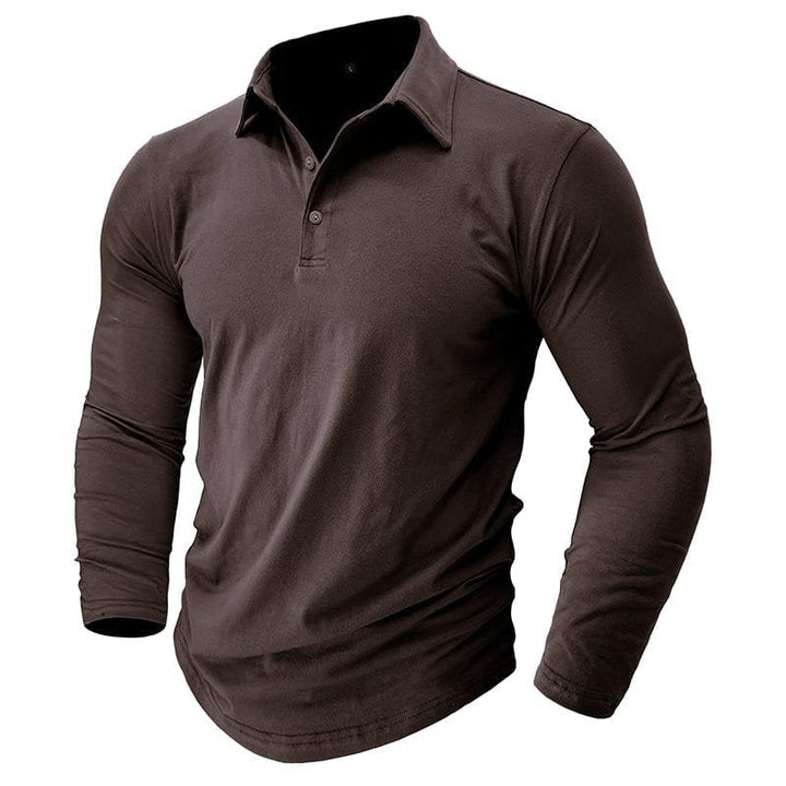 Men's long-sleeve button-up polo, perfect for achieving a smart casual classic look.