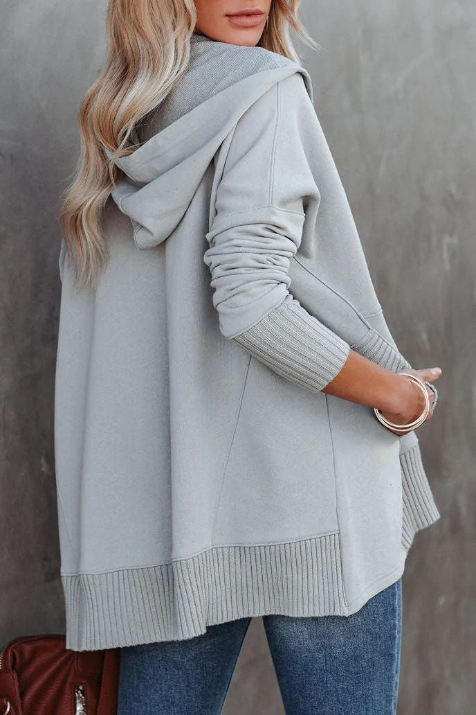 Versatile women's love-themed hooded tunic, great for layering or standalone cozy wear.