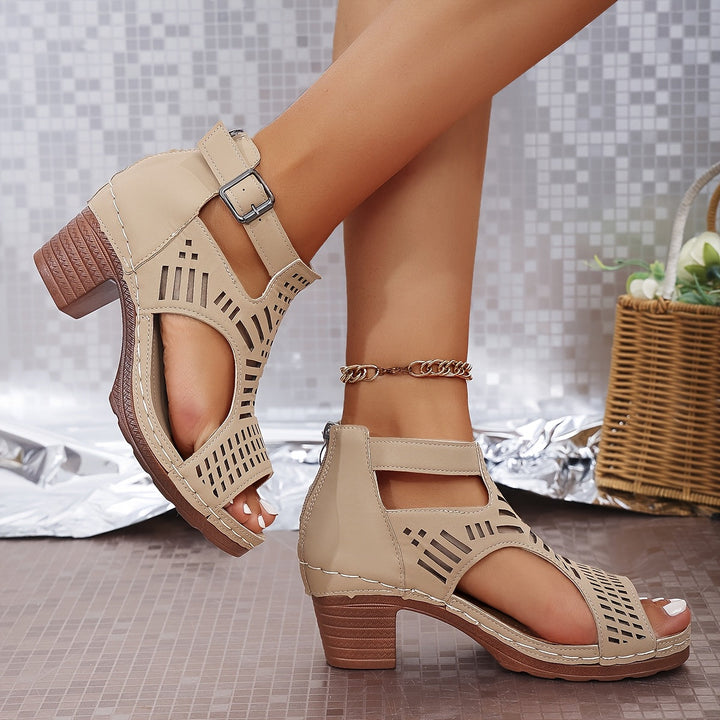 Nova Cutout Block Heel Sandals