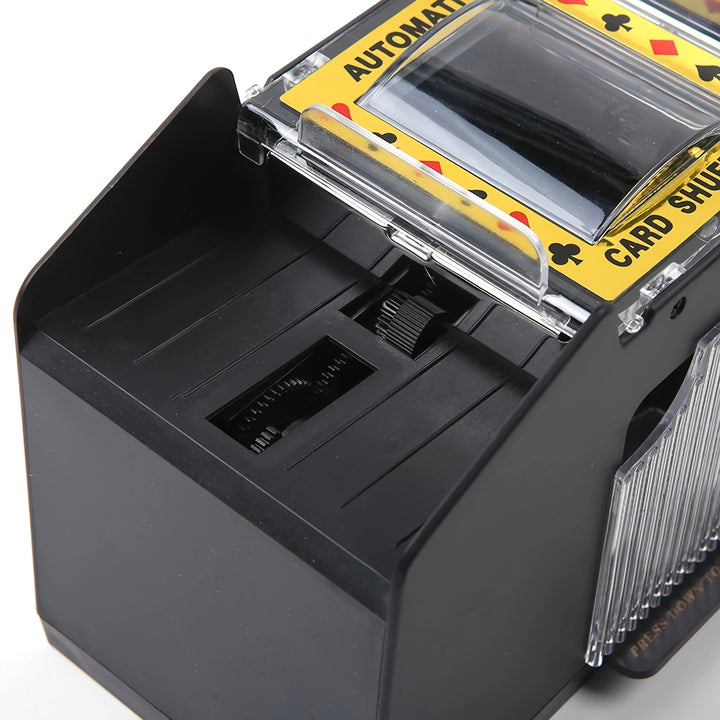 Sleek automatic shuffler providing fast, easy, & perfectly random card shuffles for all your games.