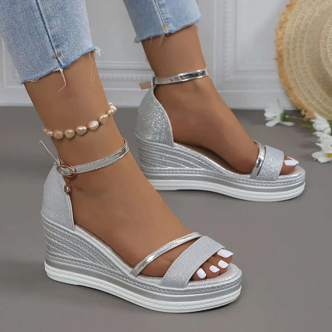 Comfortable women's orthopedic wedge sandals. Elegant and supportive, perfect casual summer footwear.