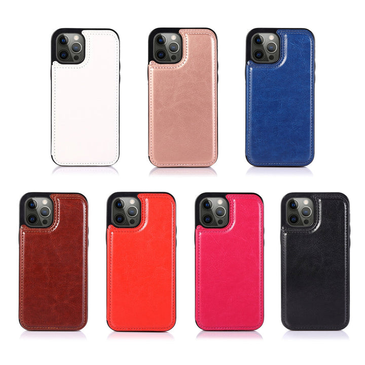 Secure your iPhone with this leather wallet case, magnetic closure, and handy card holder.