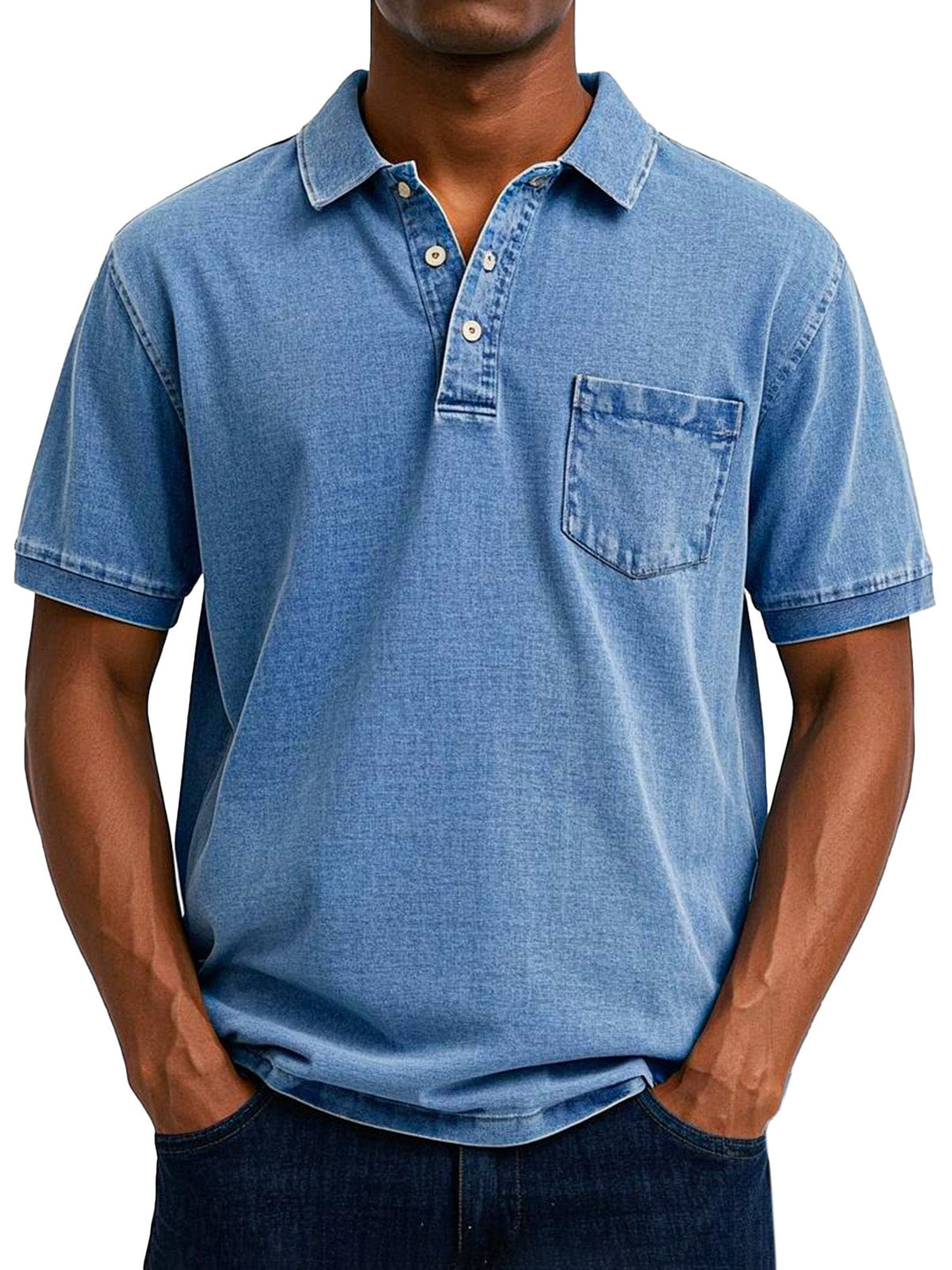 Men's vintage casual polo shirt, classic style, comfortable short-sleeve top for everyday wear.