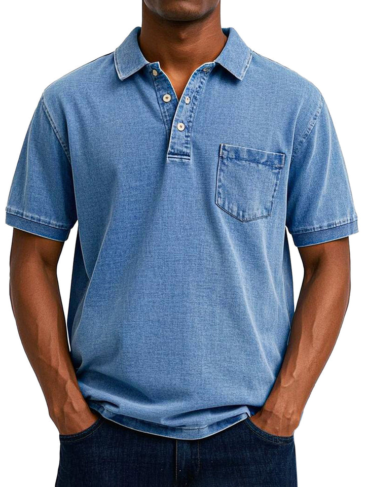 Men's vintage casual polo shirt, classic style, comfortable short-sleeve top for everyday wear.
