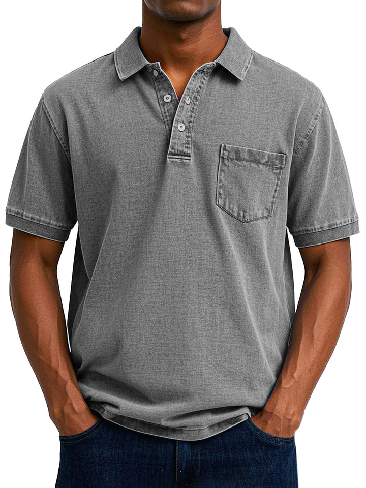 Comfortable men's casual polo in a classic vintage style. Ideal short-sleeve top for daily wear.
