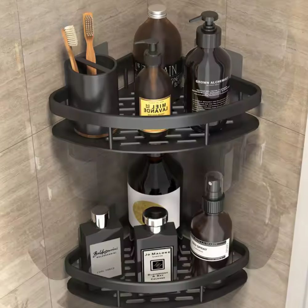 1 & 2-Tier Rustproof Shower Caddy Organizer in sleek silver finish