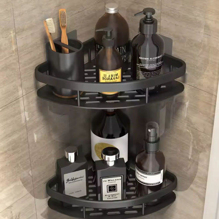 1 & 2-Tier Rustproof Shower Caddy Organizer in sleek silver finish