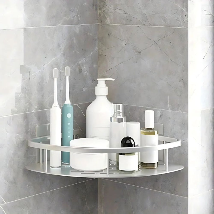 Wall-mounted aluminum shower caddy organizer, perfect for bathroom storage
