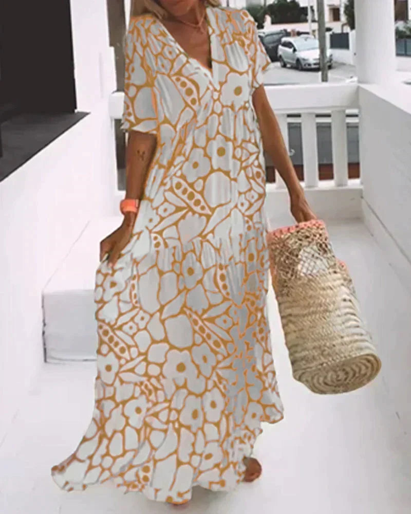 Elegant women's sundress; comfortable, casual, and lightweight, ideal for summer or vacation wear.