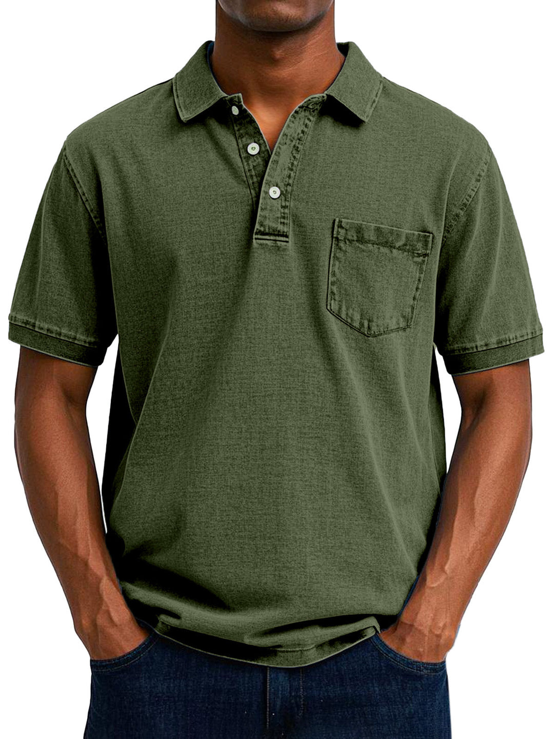 Men's apparel: a comfortable classic vintage polo shirt with short sleeves for casual fashion.