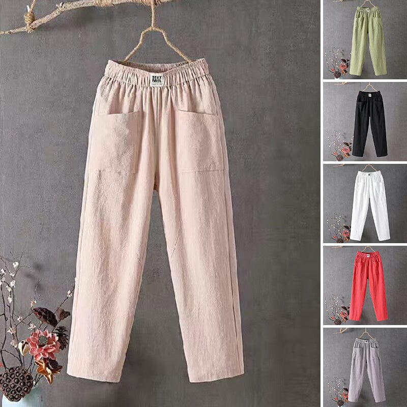 Stylish women's linen blend pants, ideal for breathable comfort in spring & summer casual outfits.