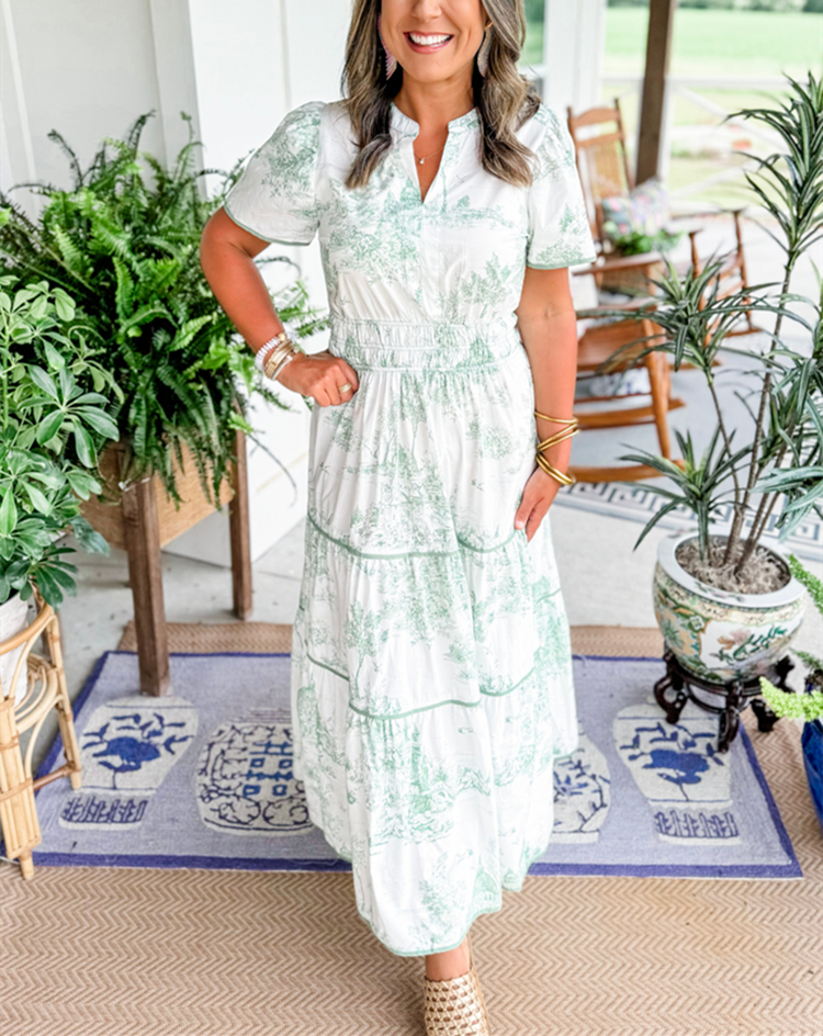 Women's Button-Front Tiered Midi Dress