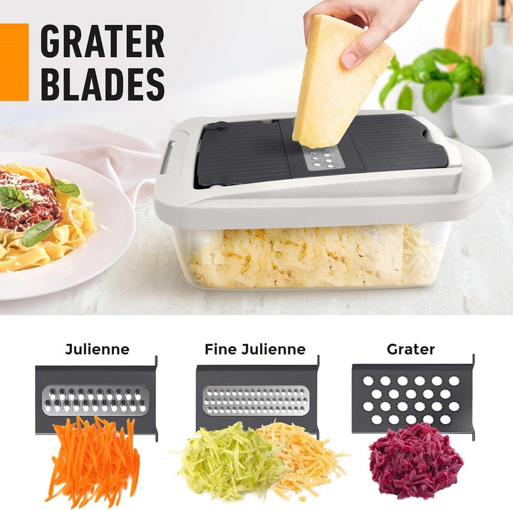 Achieve perfect slices, dices, and grates with this 8-blade vegetable slicer, making meal prep a breeze.