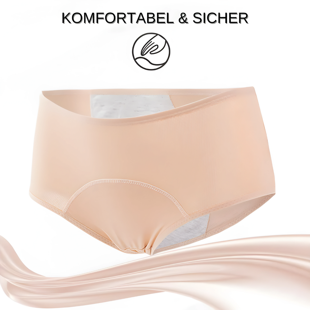 Seamless black women's leak-proof underwear, offering discreet & comfortable protection for periods or daily wear.