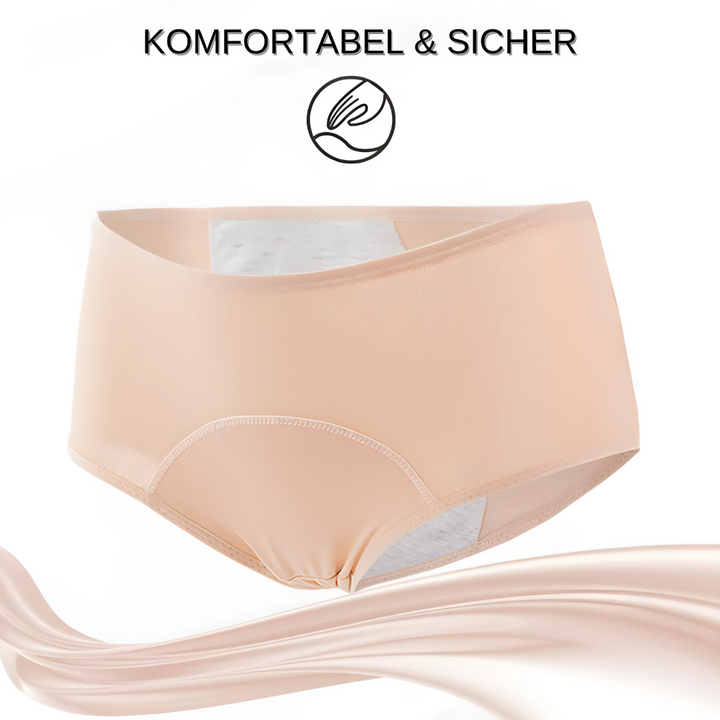 Seamless black women's leak-proof underwear, offering discreet & comfortable protection for periods or daily wear.