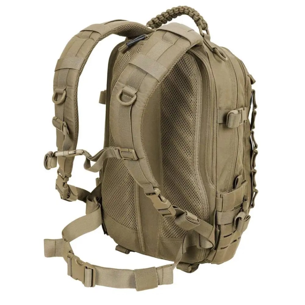 Functional 30L military-style backpack with organized compartments, hydration sleeve, and heavy-duty zippers for gear.