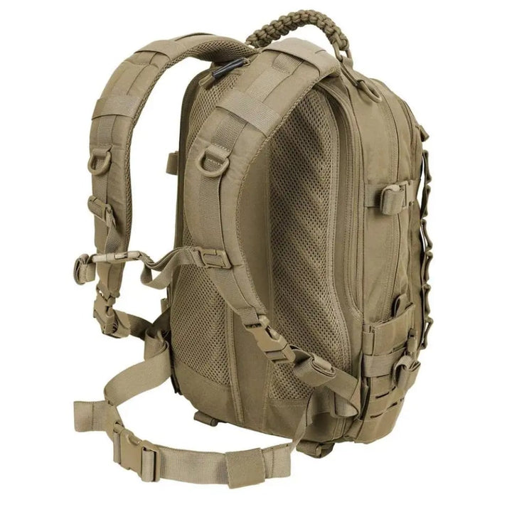 Functional 30L military-style backpack with organized compartments, hydration sleeve, and heavy-duty zippers for gear.