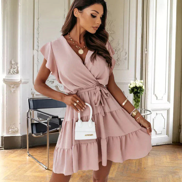 Women's Ruffle Hem Wrap Mini Dress