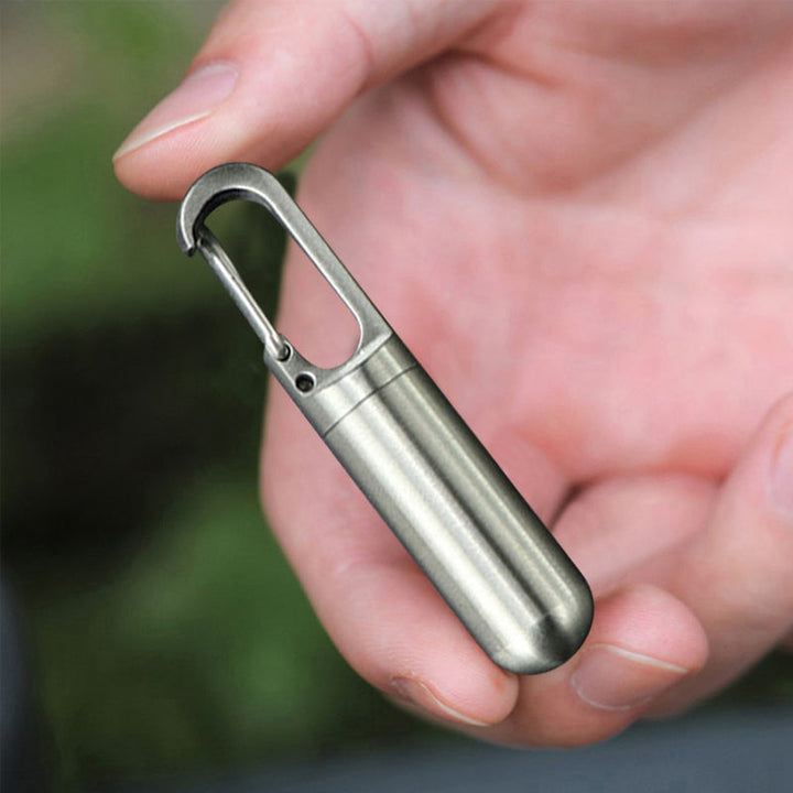 Active lifestyle waterproof stainless steel pill box, keeping daily medication secure & dry.