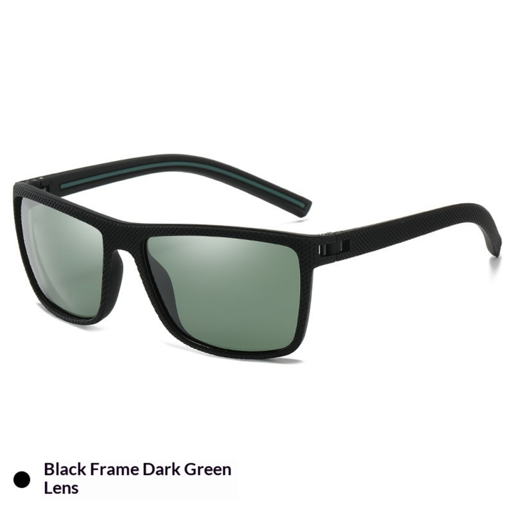 Lightweight men's polarized sunglasses, comfortable for active outdoor wear.