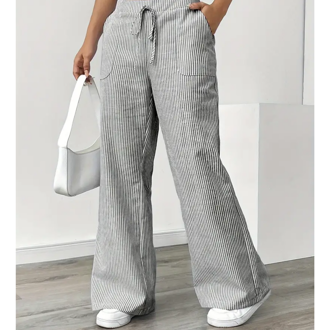 Women's Striped Wide-Leg Pants
