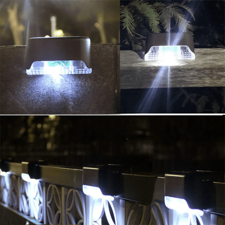 Bright solar LED step lights for gardens & patios, self-adhesive design ensures easy installation & pathway glow.