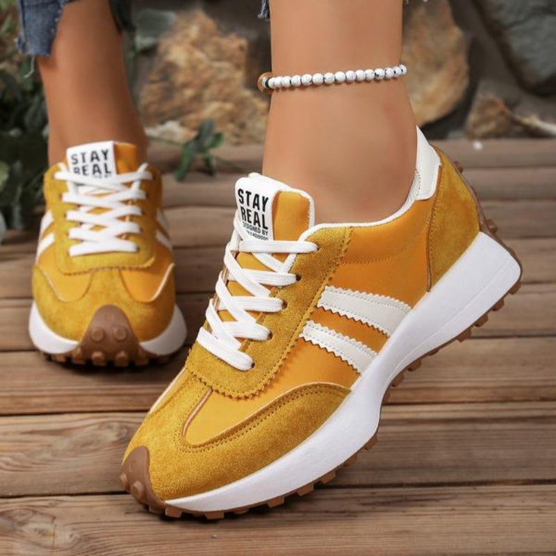 Women's Retro Platform Sneakers - Casual Lace-Up Trainers