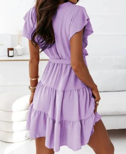 Women's Ruffle Hem Wrap Mini Dress