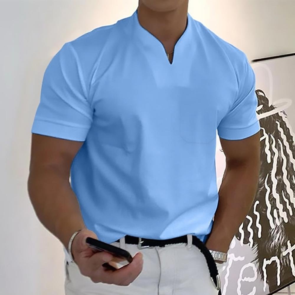 Versatile black men's short sleeve polo shirt, a classic comfortable collared top.