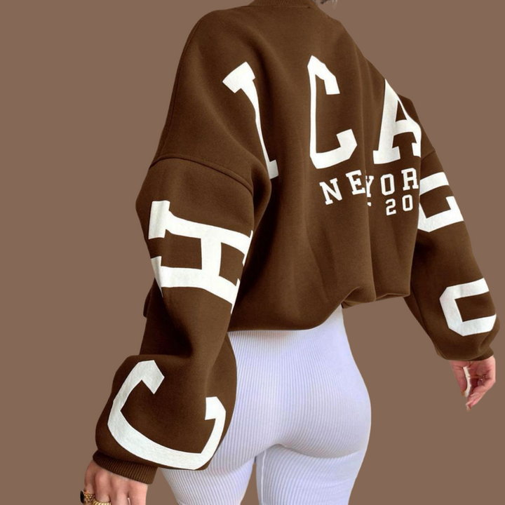 Trendy women's oversized top, long sleeve pullover, everyday essential & comfy.