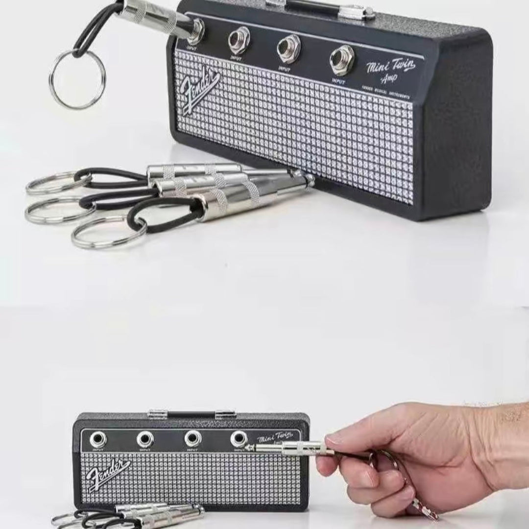 Unisex music amplifier key organizer. Stylish wall mount key holder for home organization & music-themed decor.