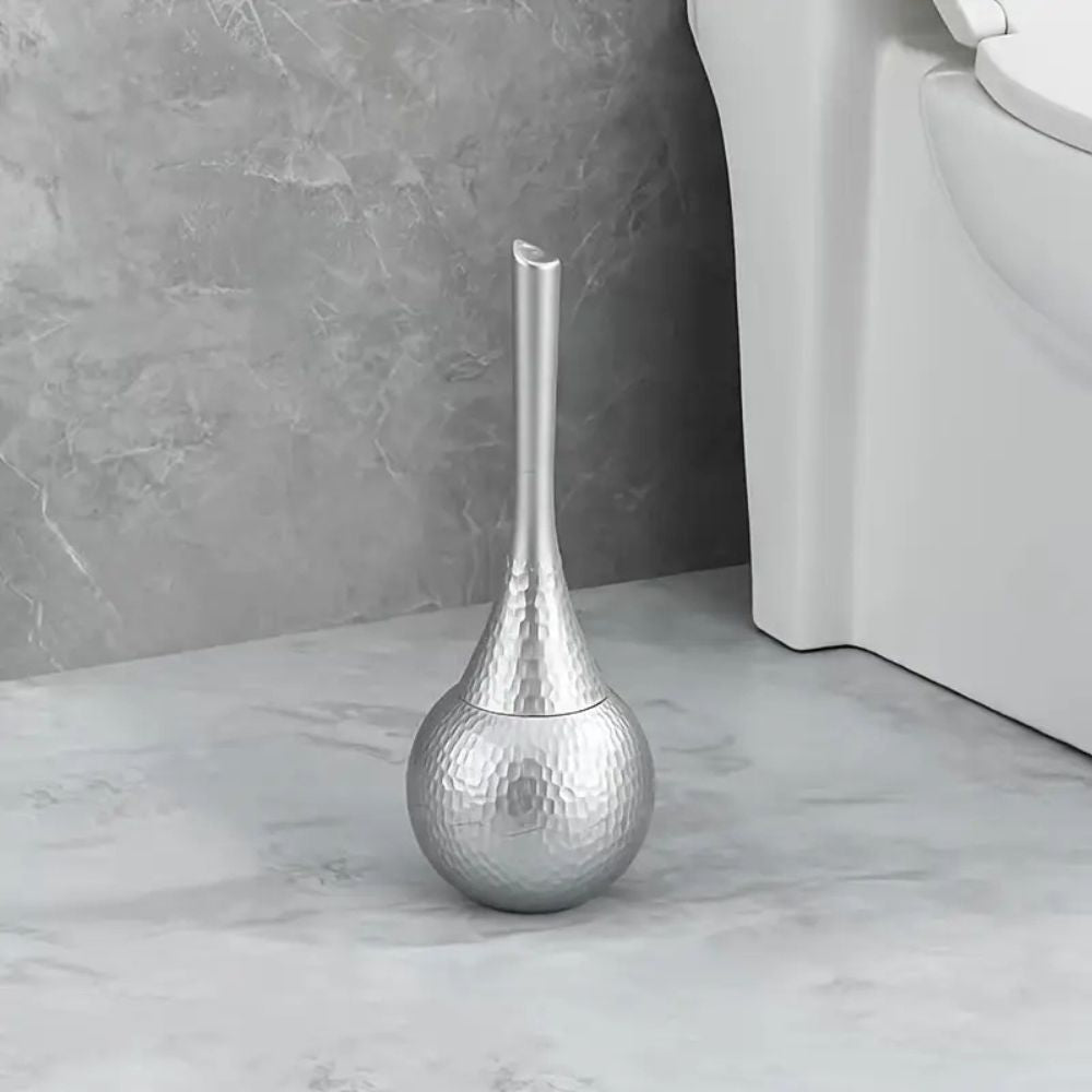 Stylish toilet brush and holder, perfect for modern luxury bathrooms. A functional home decor cleaning tool.