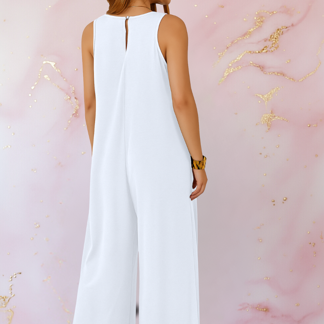 Women's V-Neck Sleeveless Wide Leg Jumpsuit