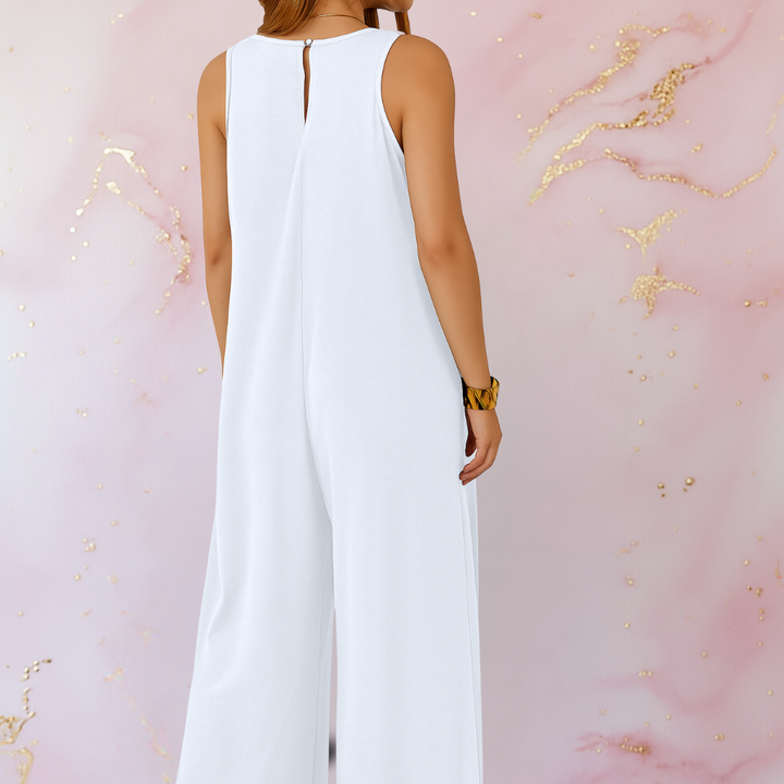Women's V-Neck Sleeveless Wide Leg Jumpsuit